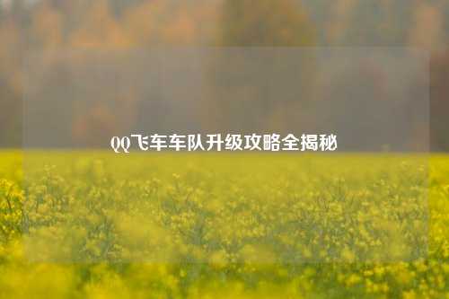 QQ飞车车队升级攻略全揭秘