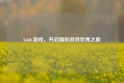X360 游戏，开启精彩游戏世界之旅