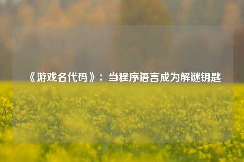 《游戏名代码》：当程序语言成为解谜钥匙
