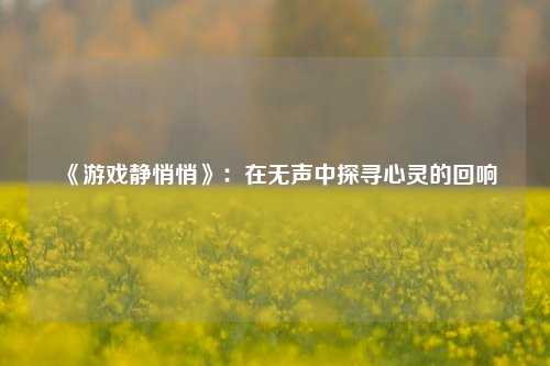  《游戏静悄悄》：在无声中探寻心灵的回响