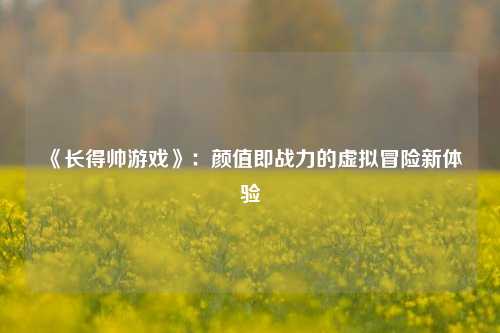  《长得帅游戏》：颜值即战力的虚拟冒险新体验