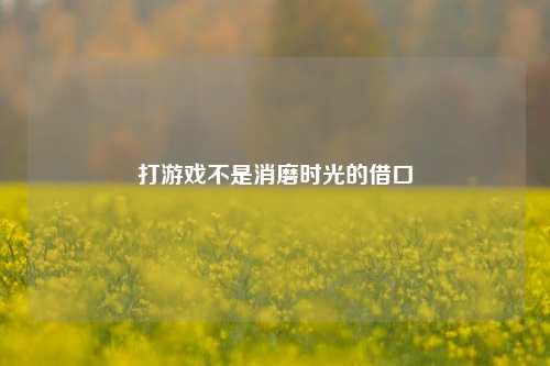打游戏不是消磨时光的借口